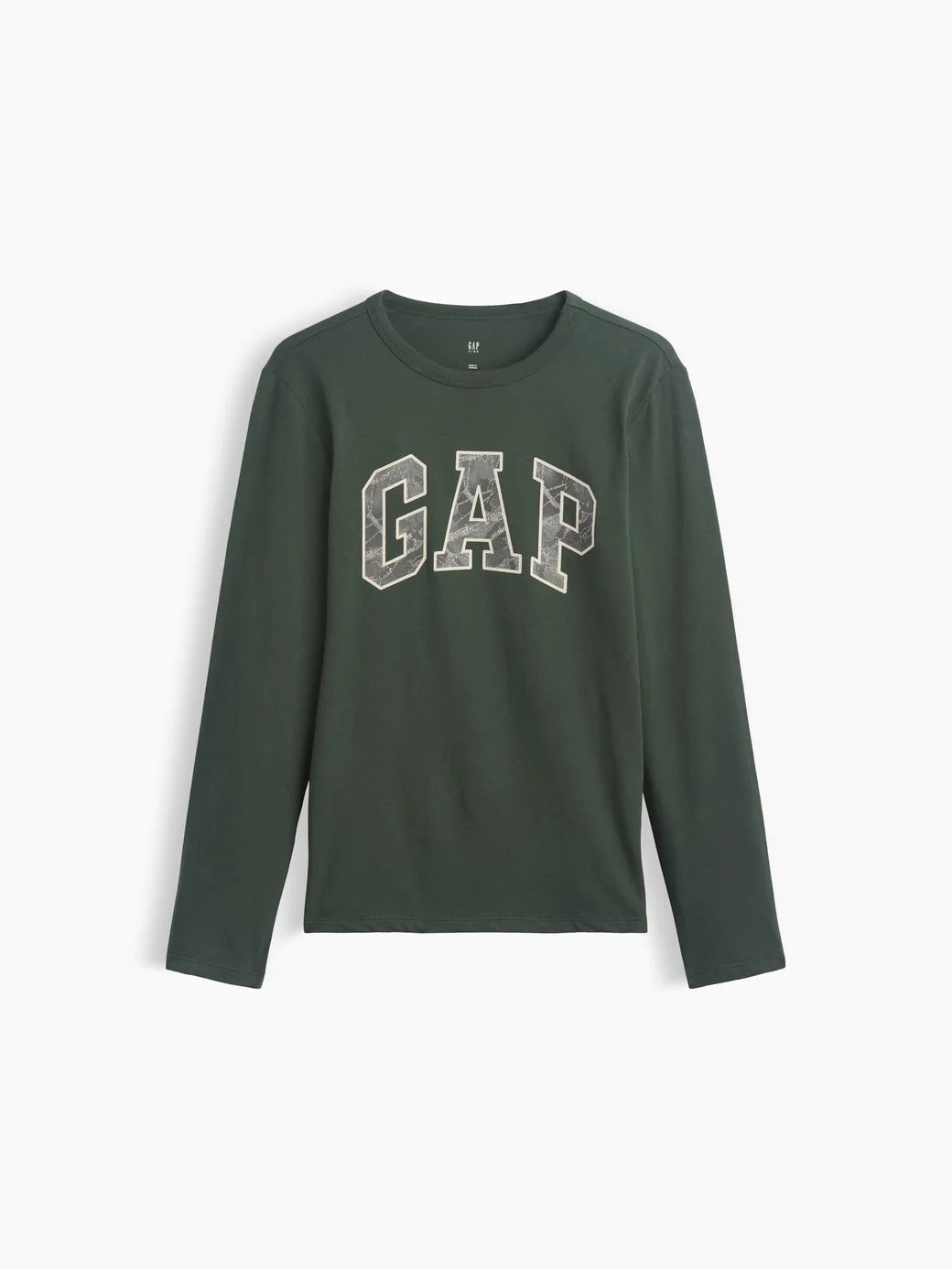 Gap Uzun Kol Logo Tshirt Koyu Yeşil