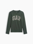Gap Uzun Kol Logo Tshirt Koyu Yeşil