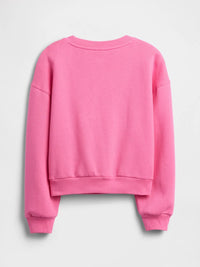 Gap Kız Çocuk Oversize Sweatshirt Grafik Desen Pembe