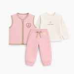 Miela Kids Kapitone Bebek Takımı Şeker Pembesi Teddy Bear Heart