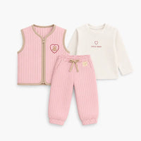 Miela Kids Kapitone Bebek Takımı Şeker Pembesi Teddy Bear Heart