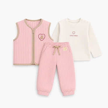 Miela Kids Kapitone Bebek Takımı Şeker Pembesi Teddy Bear Heart