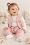 Miela Kids Kapitone Bebek Takımı Şeker Pembesi Teddy Bear Heart