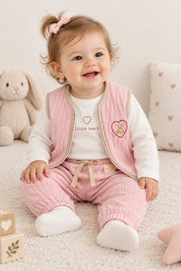Miela Kids Kapitone Bebek Takımı Şeker Pembesi Teddy Bear Heart