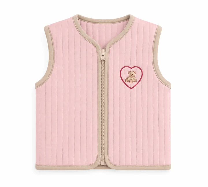 Miela Kids Kapitone Bebek Takımı Şeker Pembesi Teddy Bear Heart