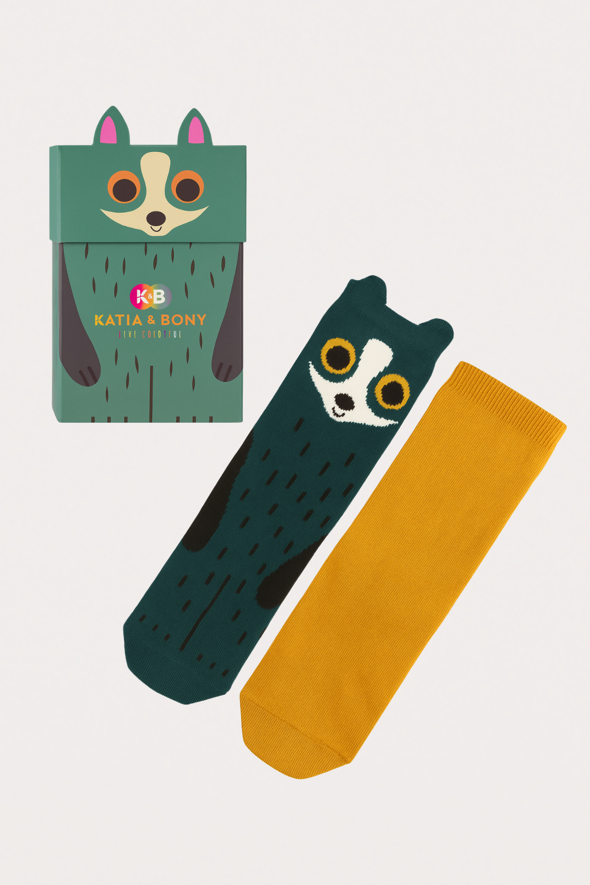 Katia & Bony Erkek Çocuk Rakun Desenli 2'li Kutulu Çorap