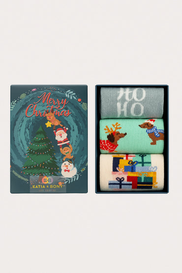 Katia & Bony Yetişkin 3'lü Yılbaşı Temalı Kutulu Soket Çorap