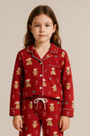Katia & Bony Kız Çocuk Teddy Desenli Yılbaşı Temalı Pijama Takımı Kırmızı