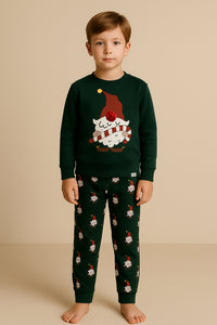 Katia & Bony Çocuk Santa Claus Yılbaşı Temalı Sweatshirt Yeşil