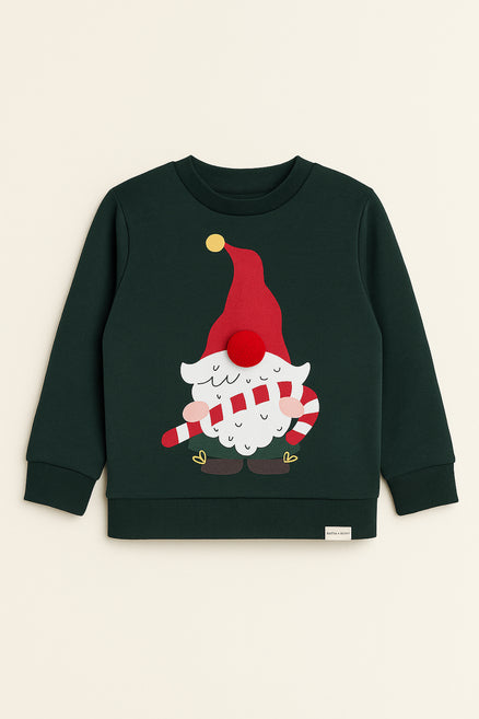 Katia & Bony Çocuk Santa Claus Yılbaşı Temalı Sweatshirt Yeşil