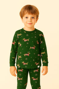 Katia & Bony Çocuk Yılbaşı Temalı Pijama Takımı Yeşil