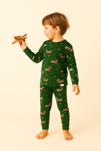 Katia & Bony Çocuk Yılbaşı Temalı Pijama Takımı Yeşil