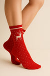 Katia & Bony Yetişkin Yılbaşı Soket Çorap Geyik Kırmızı