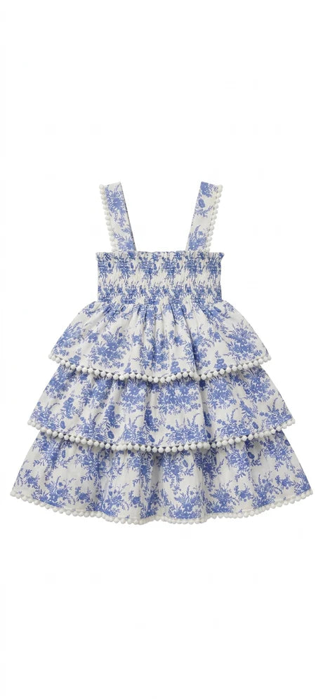 Le Petit Mico Elbise Bleu Jardin
