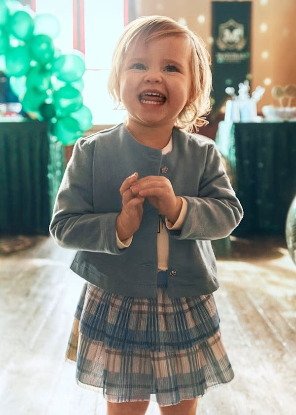 Mayora Kız Bebek Bluz Ceket Etek Üçlü Set Mavi