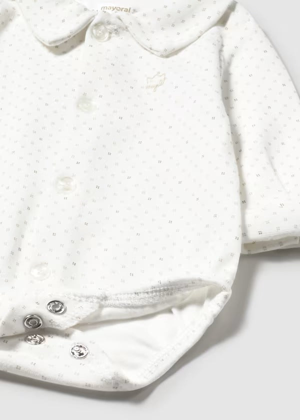 Mayoral Erkek Bebek Çıtçıtlı Uzun Kollu Pamuklu Gömlek Krem