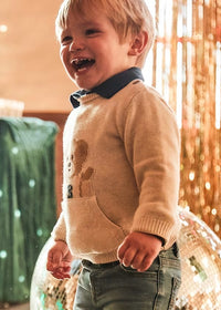 Mayoral Erkek Bebek Kazak Cepli Ayıcık Desenli Krem