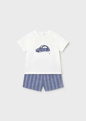 Mayoral Erkek Bebek Keten Şort Tshirt Takım Mavi