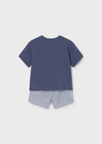 Mayoral Erkek Bebek Kısa Kol Şort Tshirt Takım Çizgili Lacivert