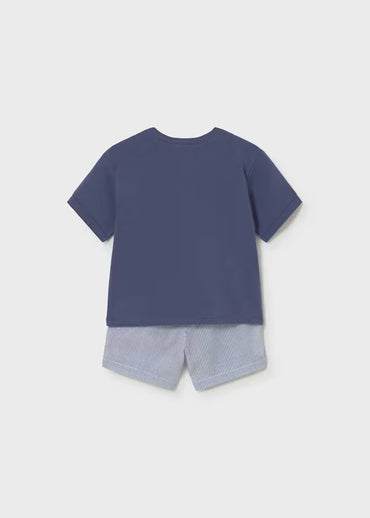 Mayoral Erkek Bebek Kısa Kol Şort Tshirt Takım Çizgili Lacivert