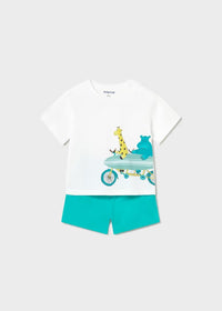 Mayoral Erkek Bebek Kısa Kol Şort Tshirt Takım Turkuaz