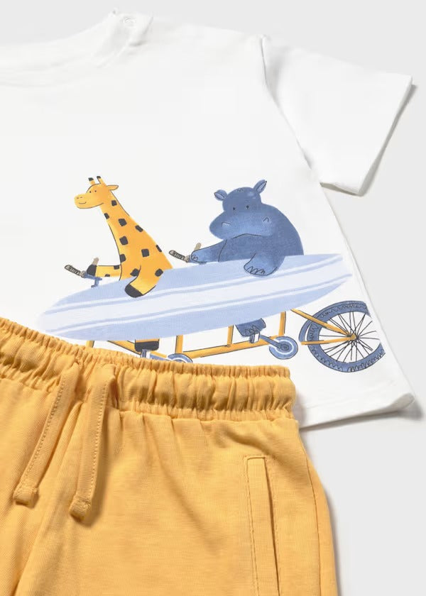 Mayoral Erkek Bebek Kısa Kol Şort Tshirt Takım Turuncu