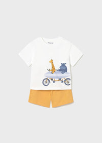Mayoral Erkek Bebek Kısa Kol Şort Tshirt Takım Turuncu