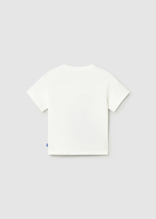 Mayoral Erkek Bebek Kısa Kol Tshirt Beyaz Aplikli