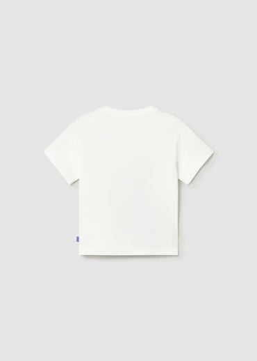 Mayoral Erkek Bebek Kısa Kol Tshirt Beyaz Aplikli