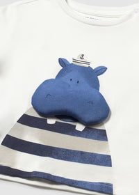 Mayoral Erkek Bebek Kısa Kol Tshirt Beyaz Aplikli