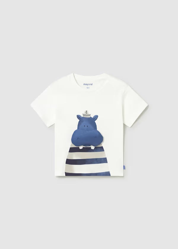 Mayoral Erkek Bebek Kısa Kol Tshirt Beyaz Aplikli