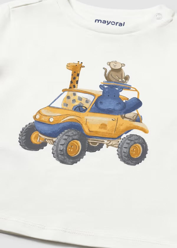 Mayoral Erkek Bebek Kısa Kol Tshirt Ekru Desenli