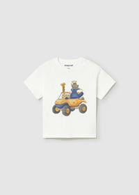 Mayoral Erkek Bebek Kısa Kol Tshirt Ekru Desenli