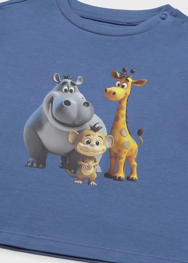 Mayoral Erkek Bebek Kısa Kol Tshirt Lacivert Baskılı