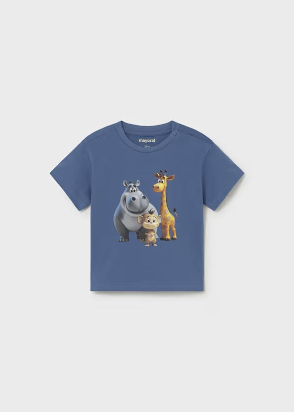 Mayoral Erkek Bebek Kısa Kol Tshirt Lacivert Baskılı