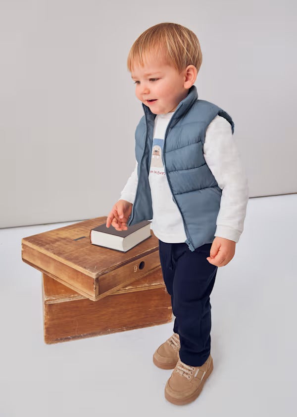 Mayoral Erkek Bebek Yelek Sweatshirt Pantolon Takım Açık Mavi