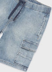 Mayoral Erkek Çocuk Denim Bermuda Şort Cepli Açık Mavi
