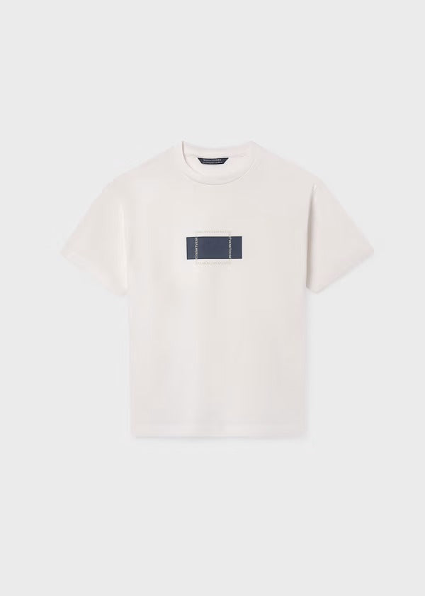 Mayoral Erkek Çocuk Kısa Kol Serigraf Baskılı Tshirt Krem