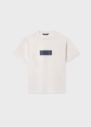 Mayoral Erkek Çocuk Kısa Kol Serigraf Baskılı Tshirt Krem