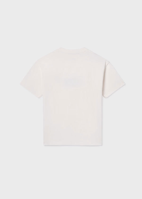 Mayoral Erkek Çocuk Kısa Kol Serigraf Baskılı Tshirt Krem