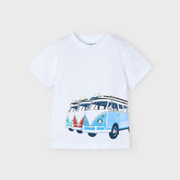 Mayoral Erkek Çocuk Kısa Kol Tshirt Karavan Baskılı Beyaz