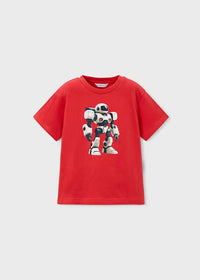 Mayoral Erkek Çocuk Kısa Kol Tshirt Kırmızı Robot Baskı