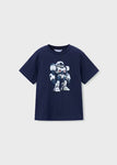 Mayoral Erkek Çocuk Kısa Kol Tshirt Lacivert Robot Baskı