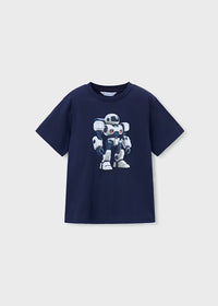 Mayoral Erkek Çocuk Kısa Kol Tshirt Lacivert Robot Baskı