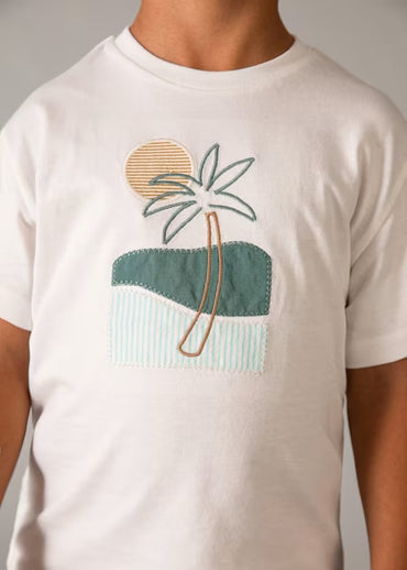 Mayoral Erkek Çocuk Kısa Kol Tshirt Şort Takım Çizgili Krem