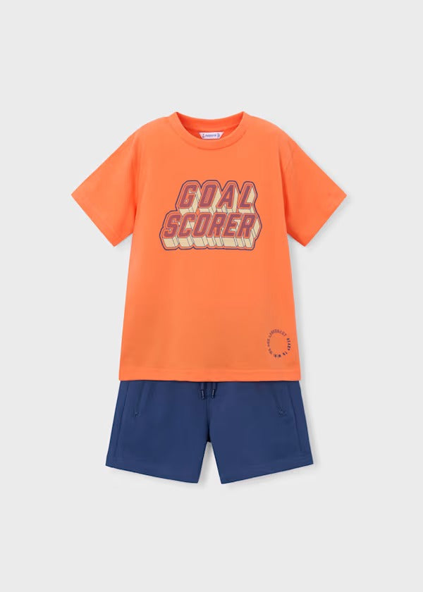 Mayoral Erkek Çocuk Kısa Kol Tshirt Şort Takım Turuncu
