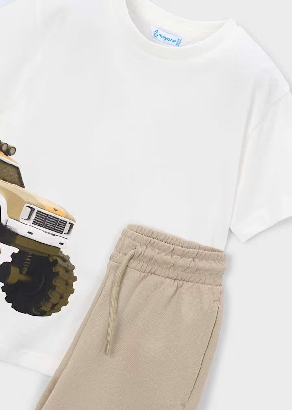 Mayoral Erkek Çocuk Kısa Kol Tshirt Şort Takımı Bej