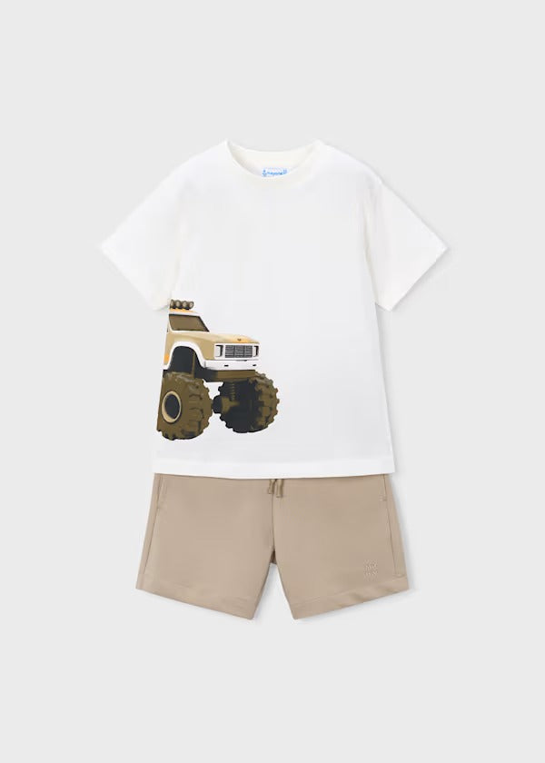 Mayoral Erkek Çocuk Kısa Kol Tshirt Şort Takımı Bej