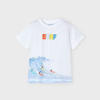 Mayoral Erkek Çocuk Kısa Kol Tshirt Surf Baskılı Beyaz