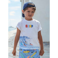 Mayoral Erkek Çocuk Kısa Kol Tshirt Surf Baskılı Beyaz